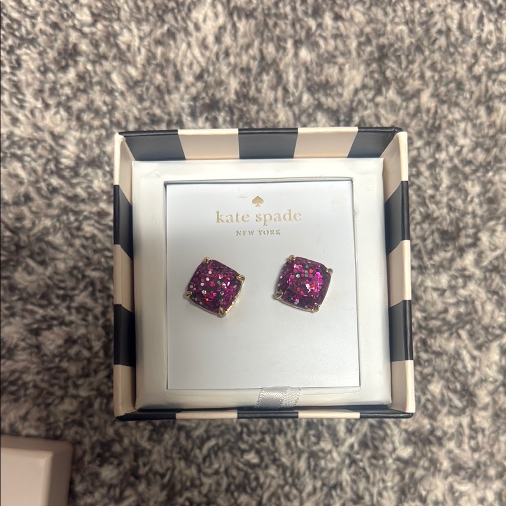Kate Spade Pink Glitter Stud Earrings